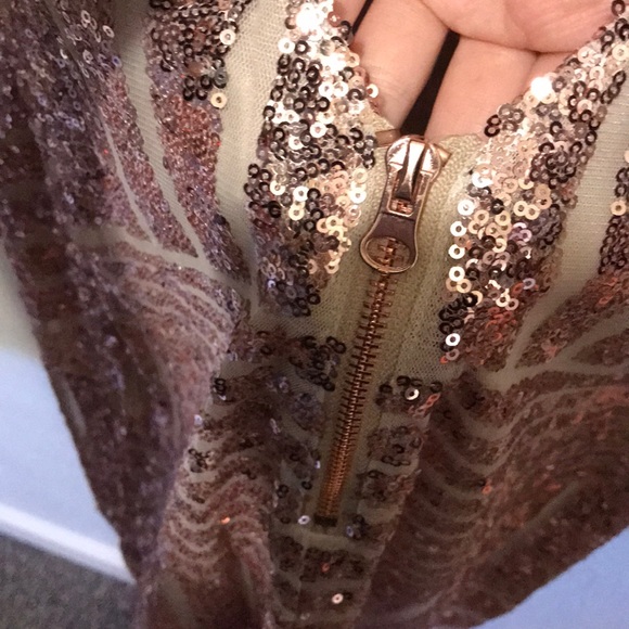 Rose Gold Sequin Party Dress - Picture 6 of 7